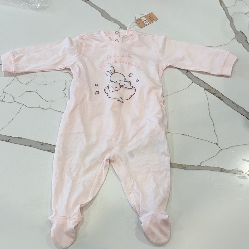 NWT - Chicco Charming Pink Bunny Footie baby girl 6M